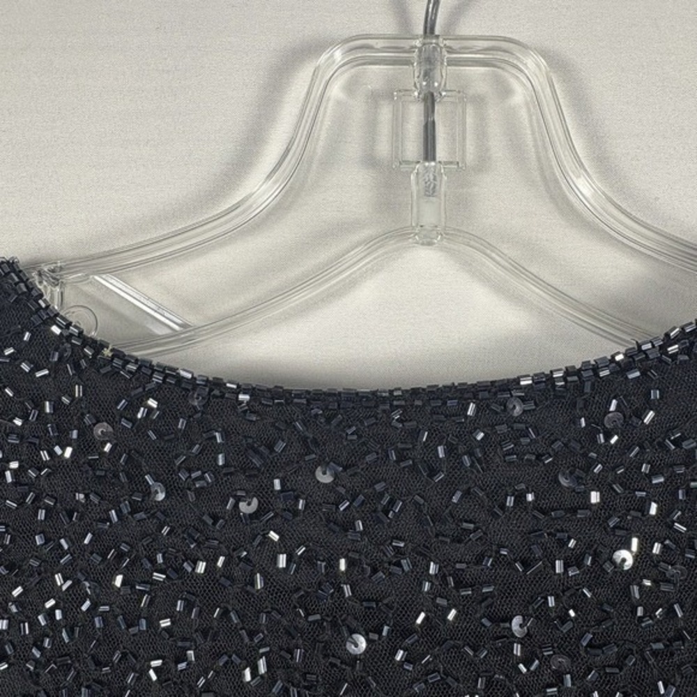 Laurence Kazar  Vintage Black Sequin Short Sleeveless Blouse Party Medium - Picture 6 of 11